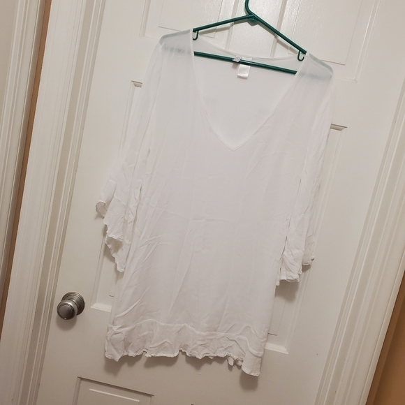 Anne Cole White Flounce Swim Cover Up Size Medium - Picture 7 of 9